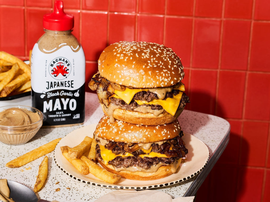 Black Garlic Double Smash Cheeseburgers with Fries