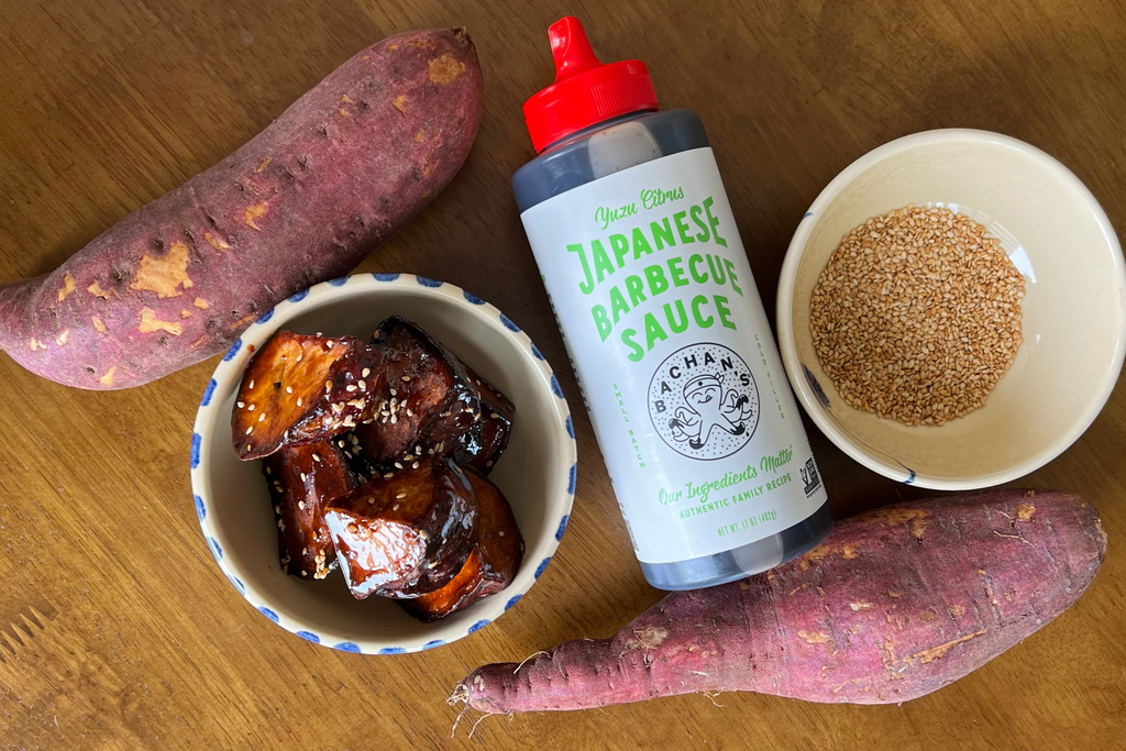 Yuzu Glazed Japanese Sweet Potatoes